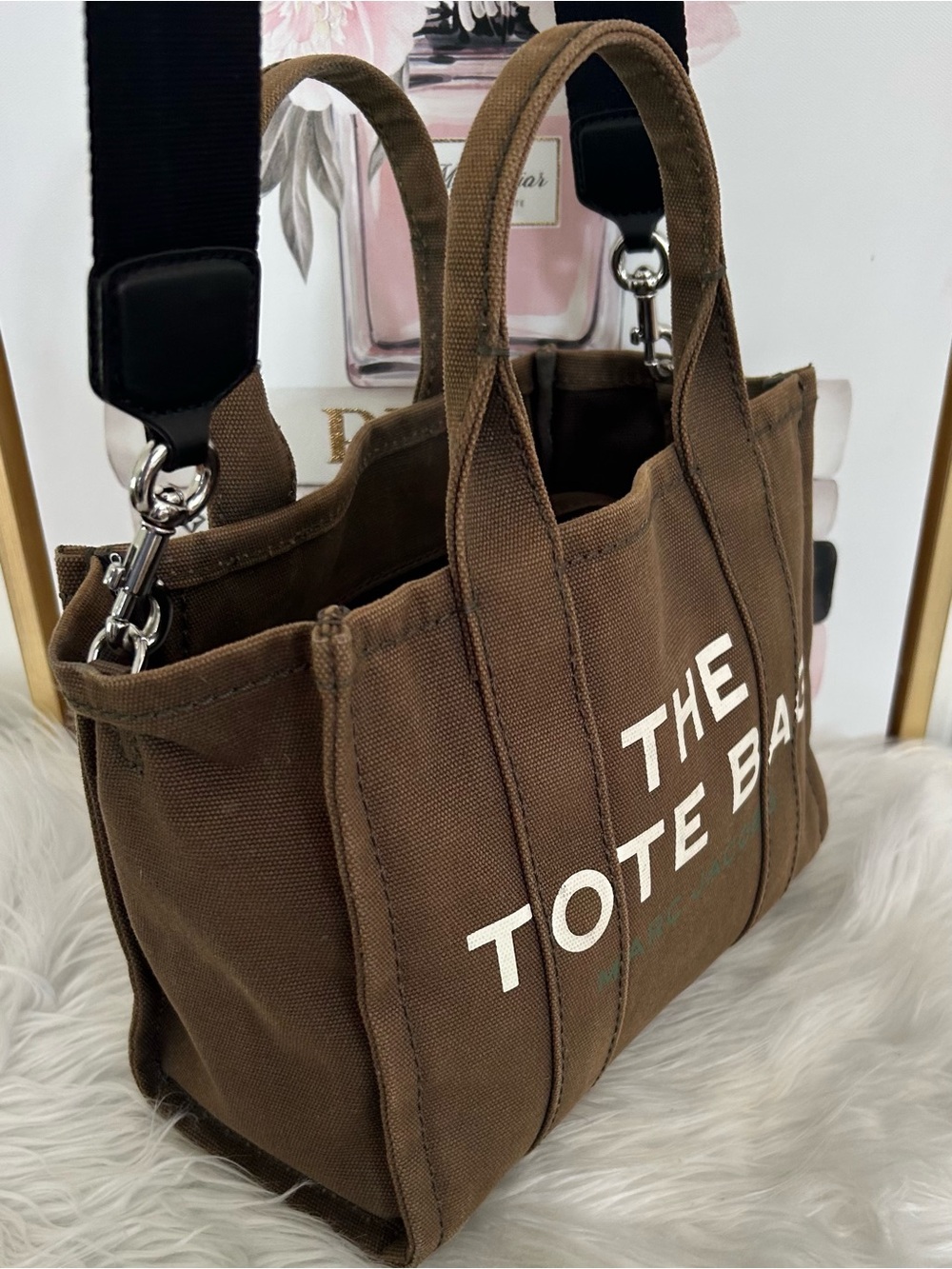 Marc Jacobs The Small Tote Bag Brown Canvas Crossbody Satchel Shoulder Bag - Picture 6 of 14